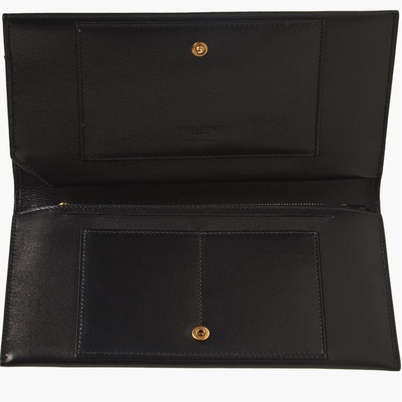 New Saint Laurent Black Leather Travel Wallet - Picture 8 of 8